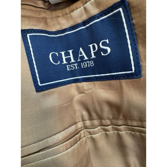 Chaps Mens Blazer 46R Camel Two-Button Single Breasted - Picture 2 of 10